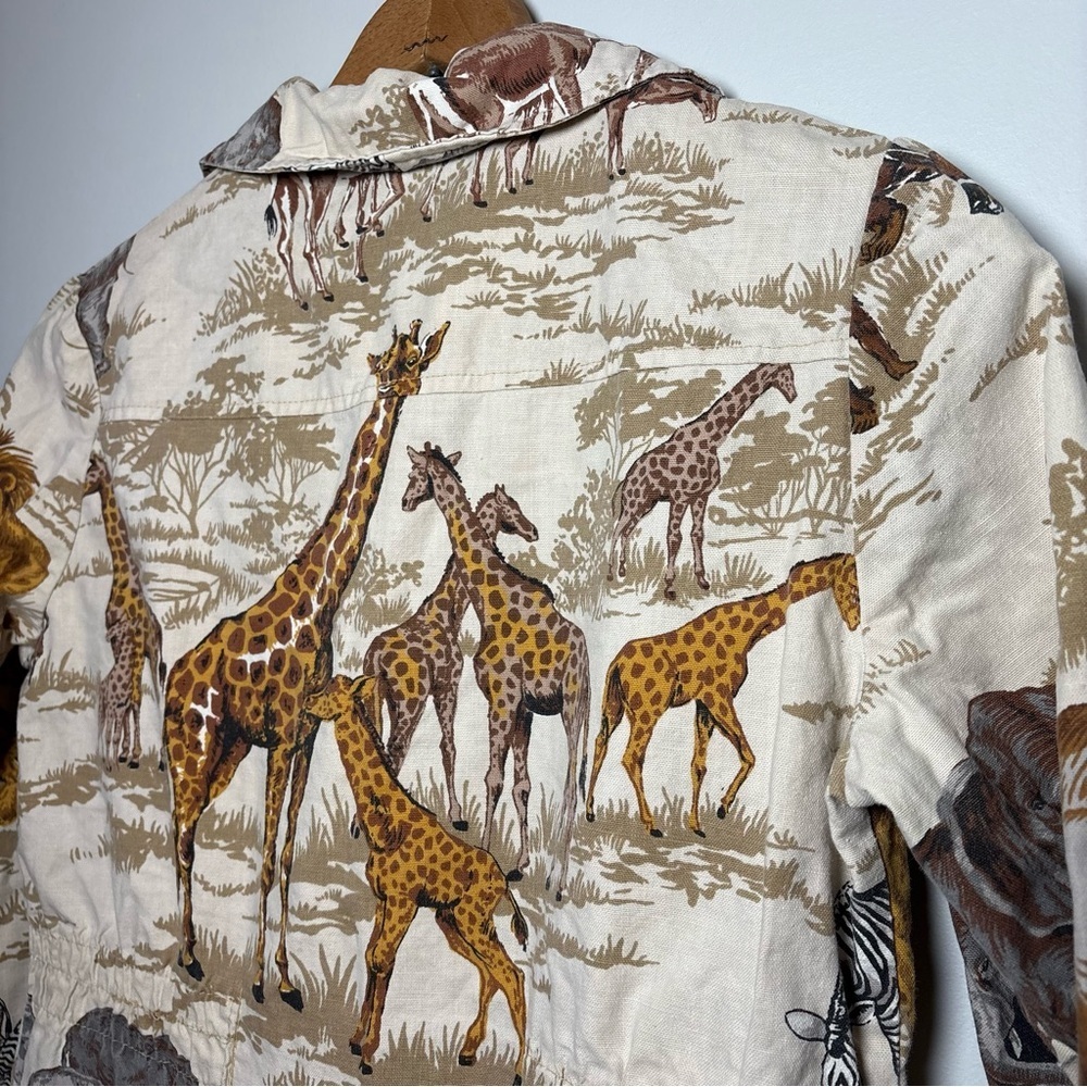 Vintage 1970s Militaires Equipment Safari Animal Print Cotton Utility Jacket - Picture 7 of 9